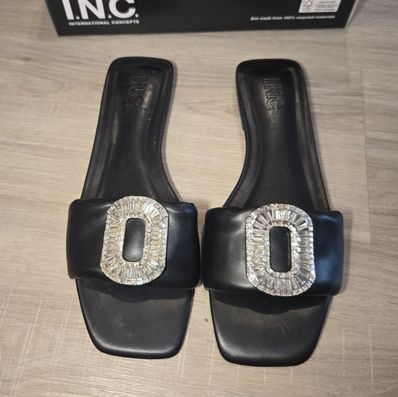I.N.C. International Concepts Women's Paden Flat Sandals Black New In Box Sz 9.5 - Picture 2 of 9